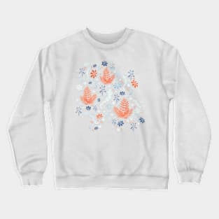 Fancy Orange & Blue Floral Pattern Crewneck Sweatshirt